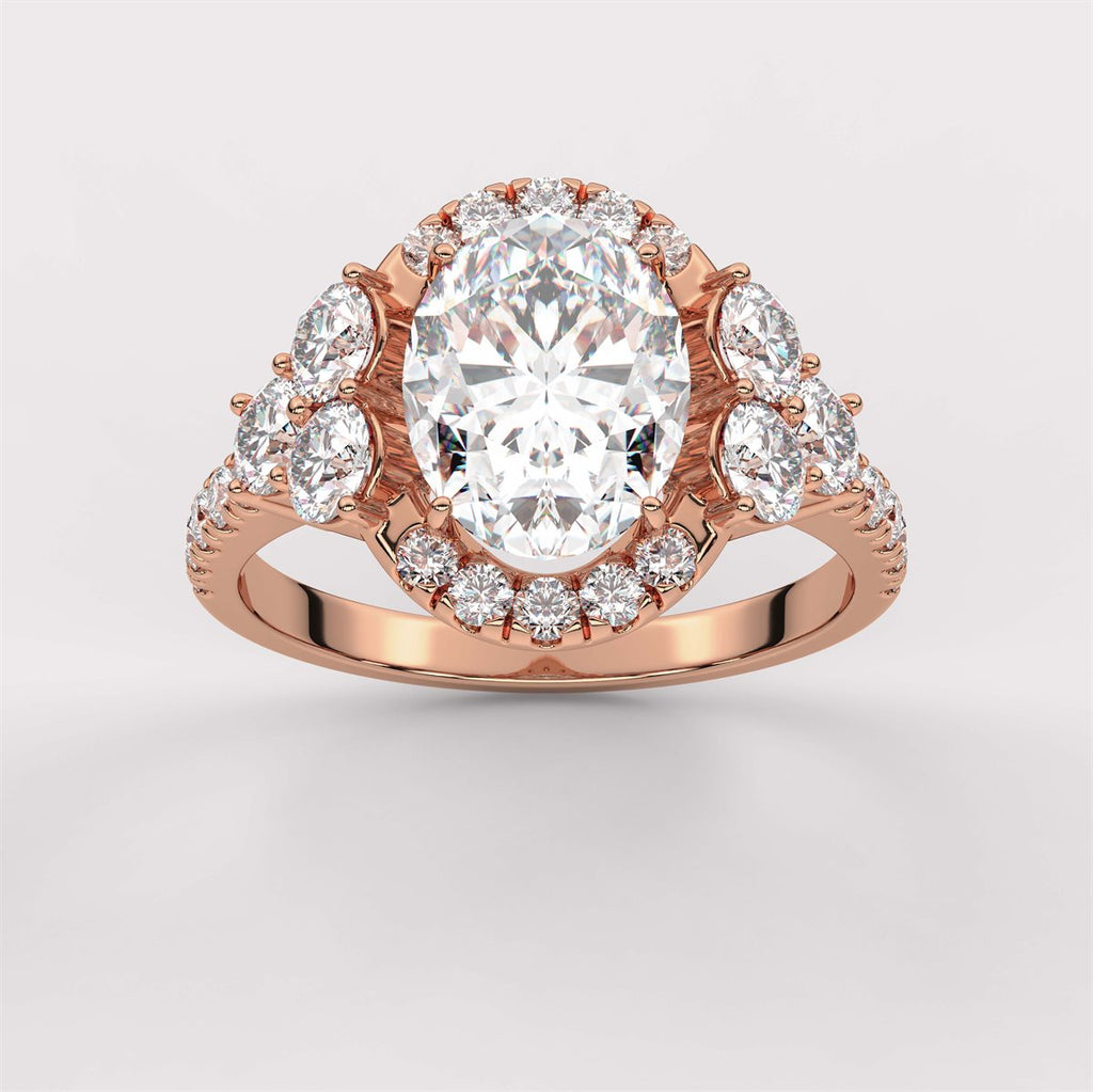 Side Accent Diamond Engagement Ring with IGI Certified Lab Grown Diamond