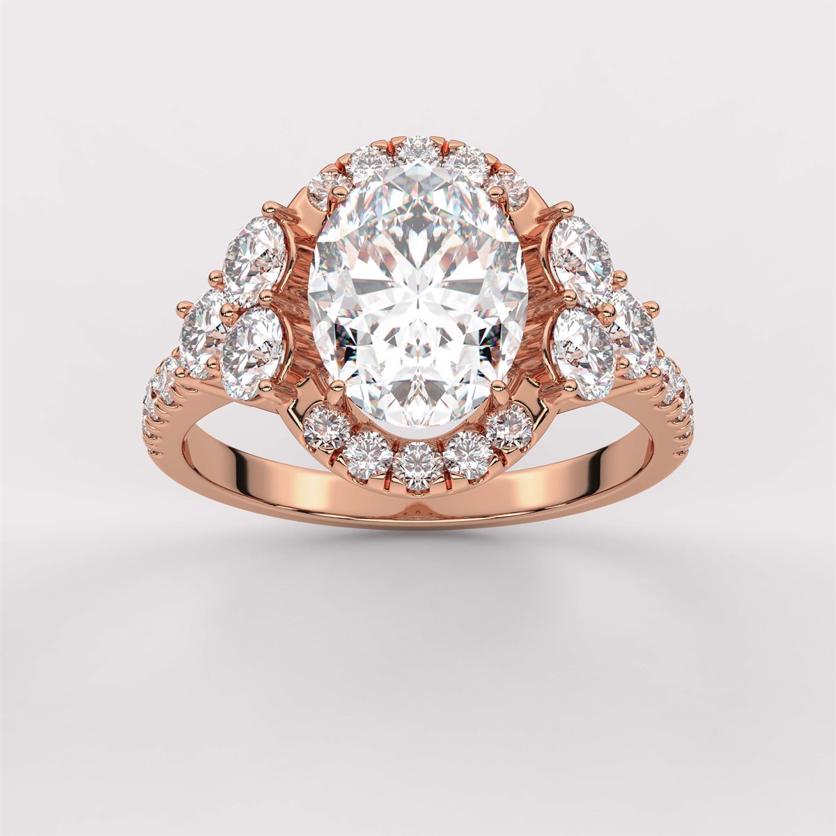 Side Accent Diamond Engagement Ring with IGI Certified Lab Grown Diamond