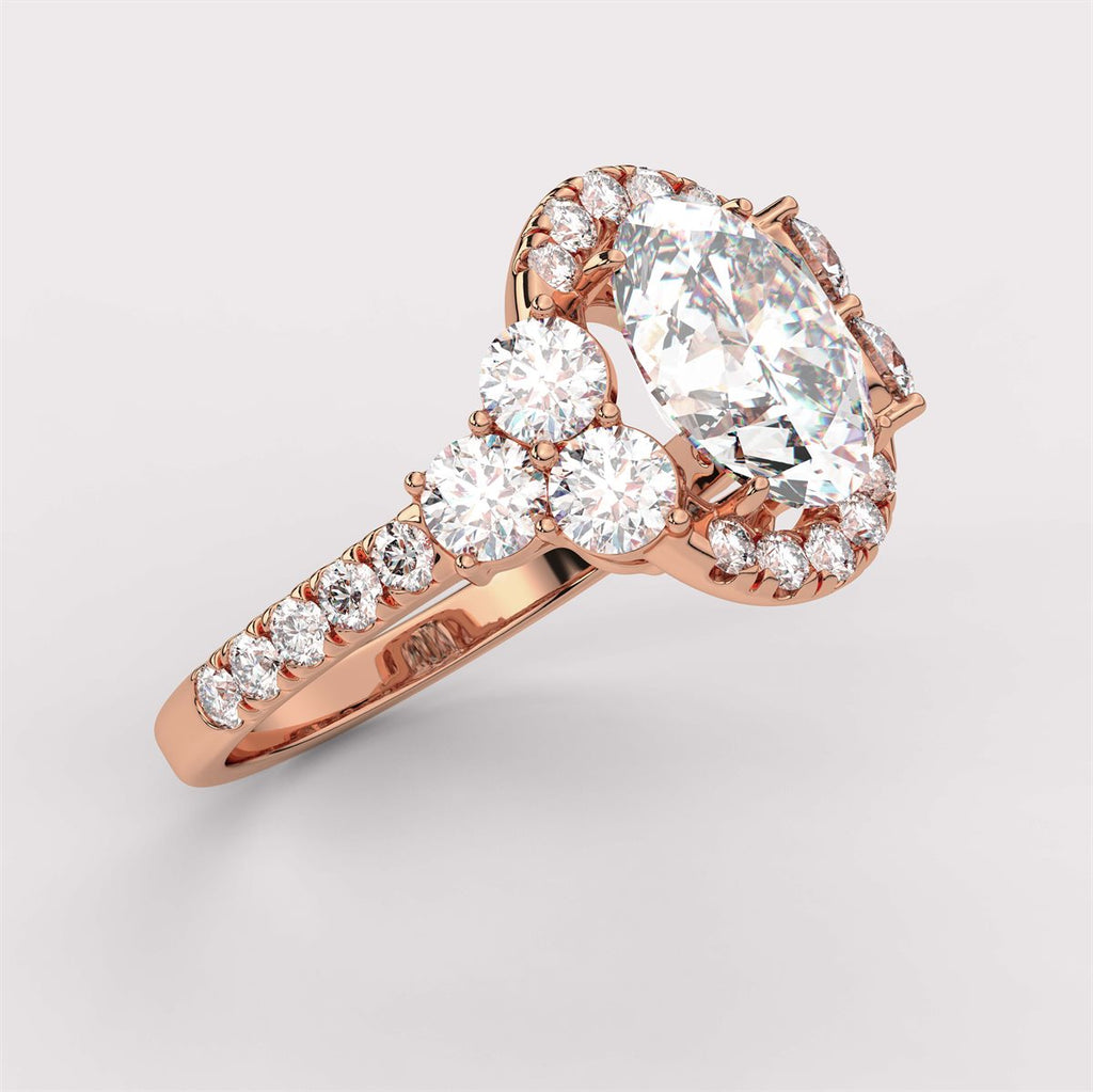 Side Accent Diamond Engagement Ring with IGI Certified Lab Grown Diamond