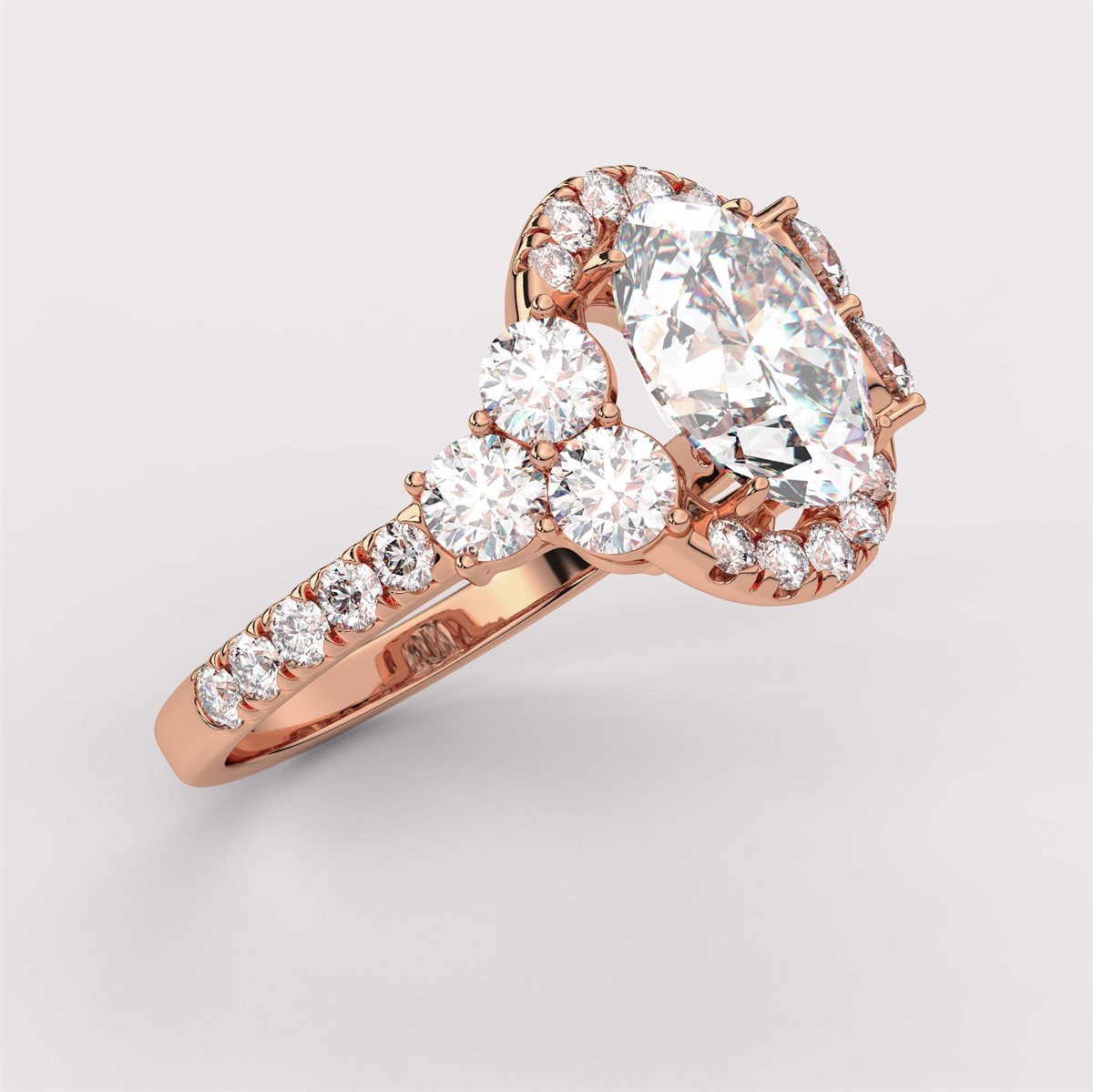 Side Accent Diamond Engagement Ring with IGI Certified Lab Grown Diamond