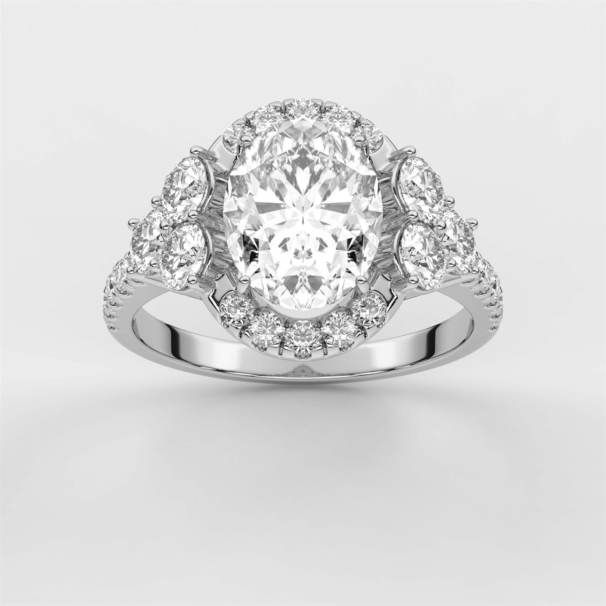 Side Accent Diamond Engagement Ring with IGI Certified Lab Grown Diamond
