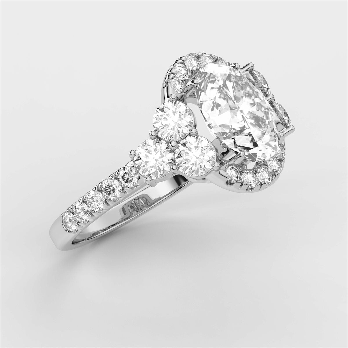 Side Accent Diamond Engagement Ring with IGI Certified Lab Grown Diamond