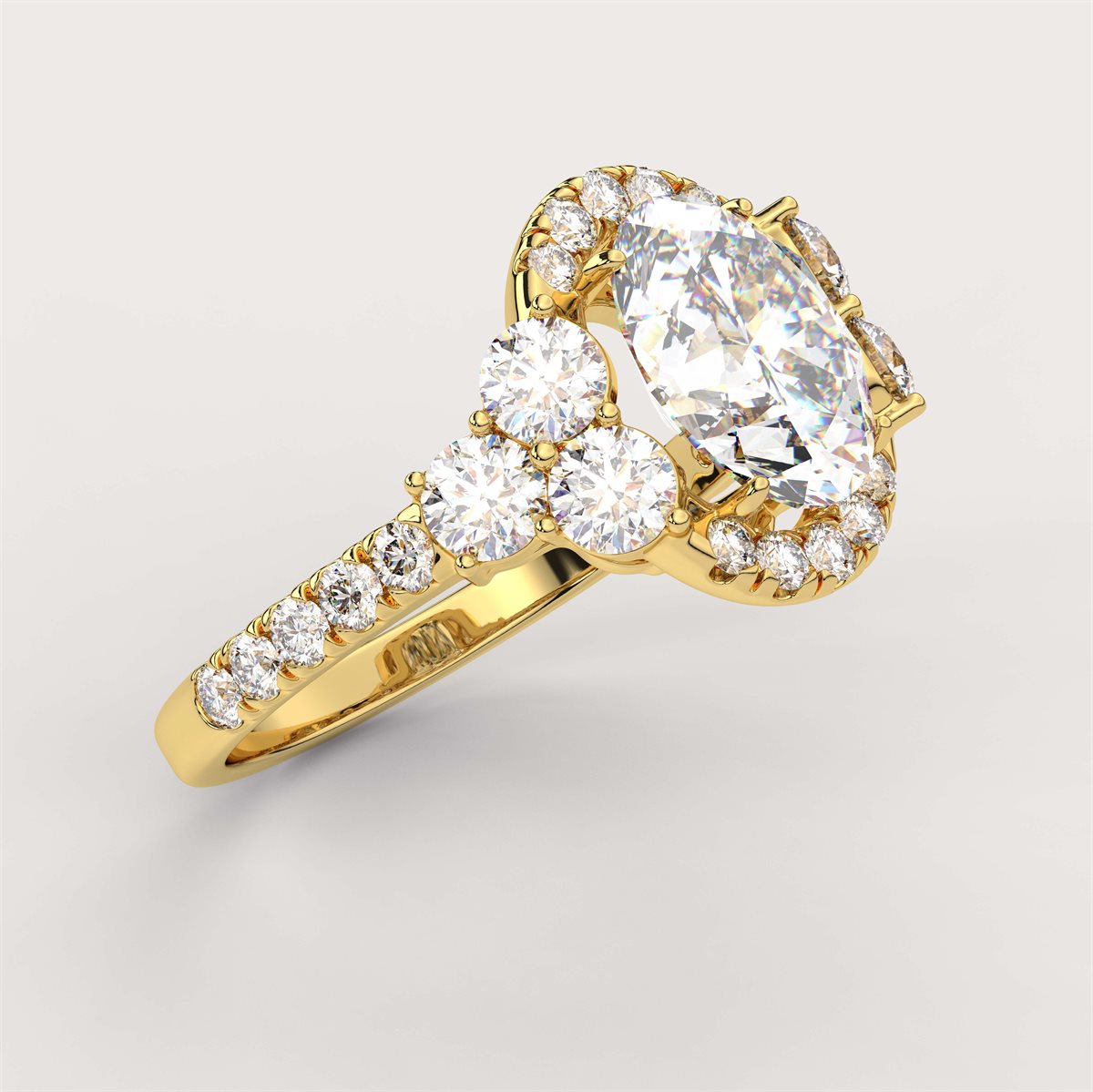 Side Accent Diamond Engagement Ring with IGI Certified Lab Grown Diamond