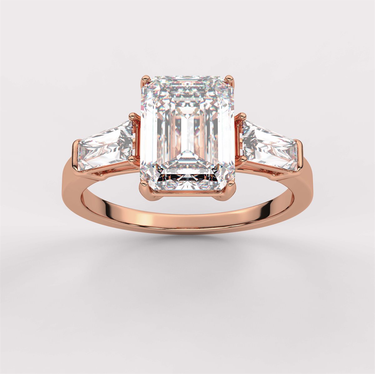 Diamond Engagement Ring with Tapered Baguette Side Accents with IGI Certified Lab Grown Diamond