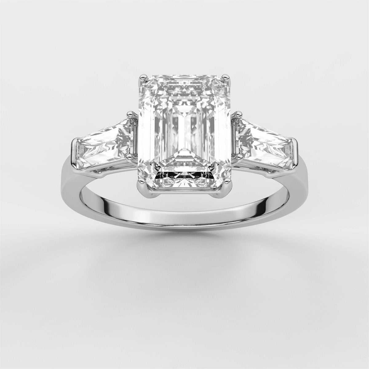 Diamond Engagement Ring with Tapered Baguette Side Accents with IGI Certified Lab Grown Diamond