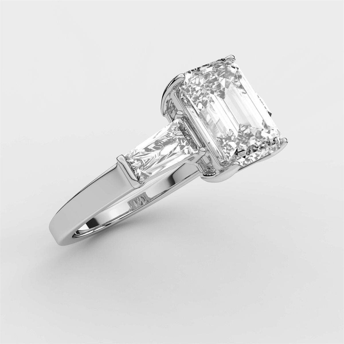 Diamond Engagement Ring with Tapered Baguette Side Accents with IGI Certified Lab Grown Diamond