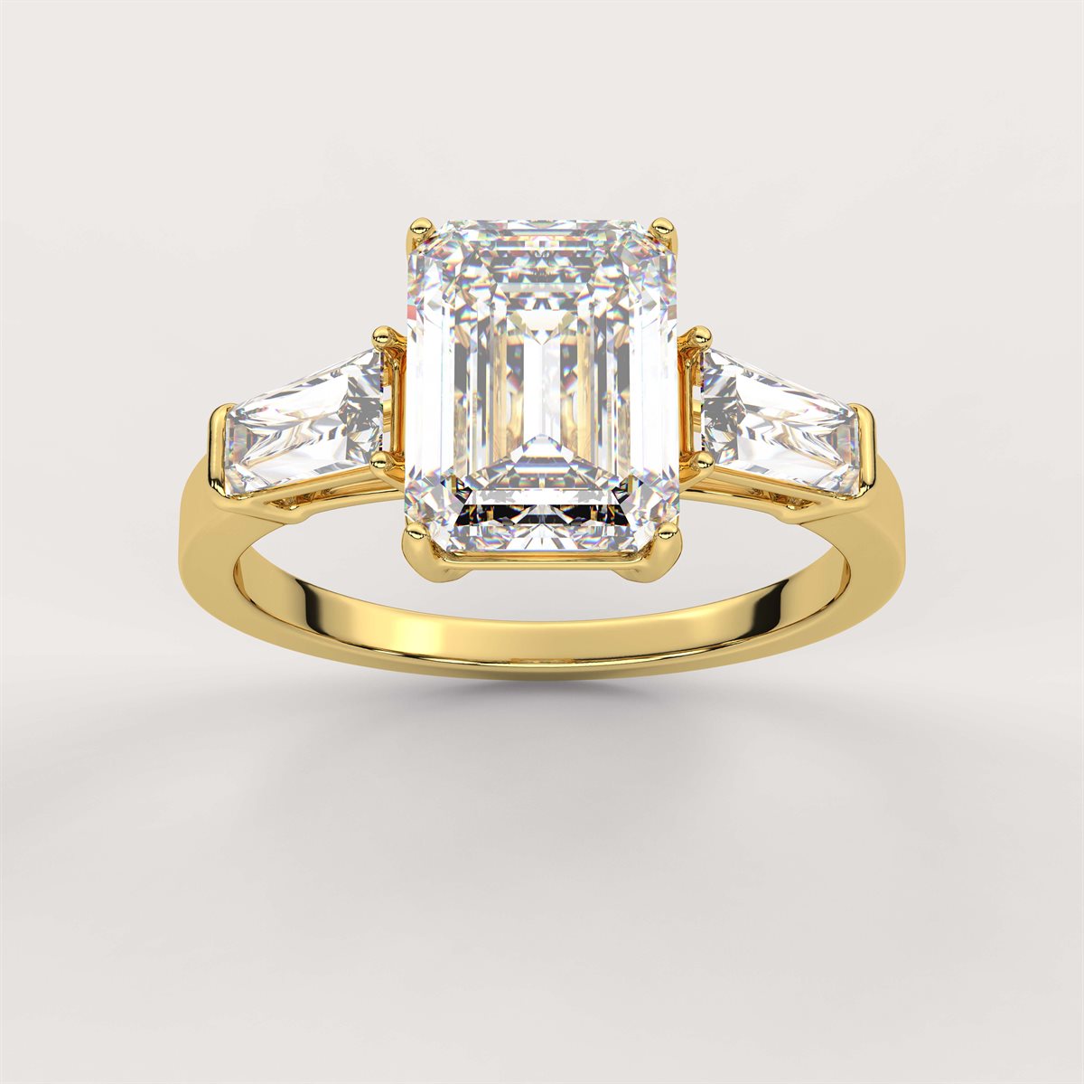 Diamond Engagement Ring with Tapered Baguette Side Accents with IGI Certified Lab Grown Diamond