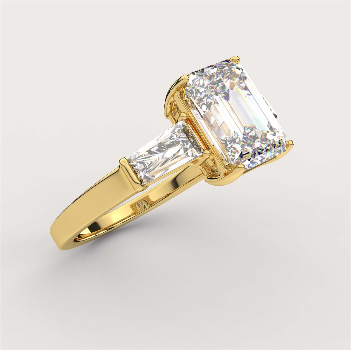Diamond Engagement Ring with Tapered Baguette Side Accents with IGI Certified Lab Grown Diamond
