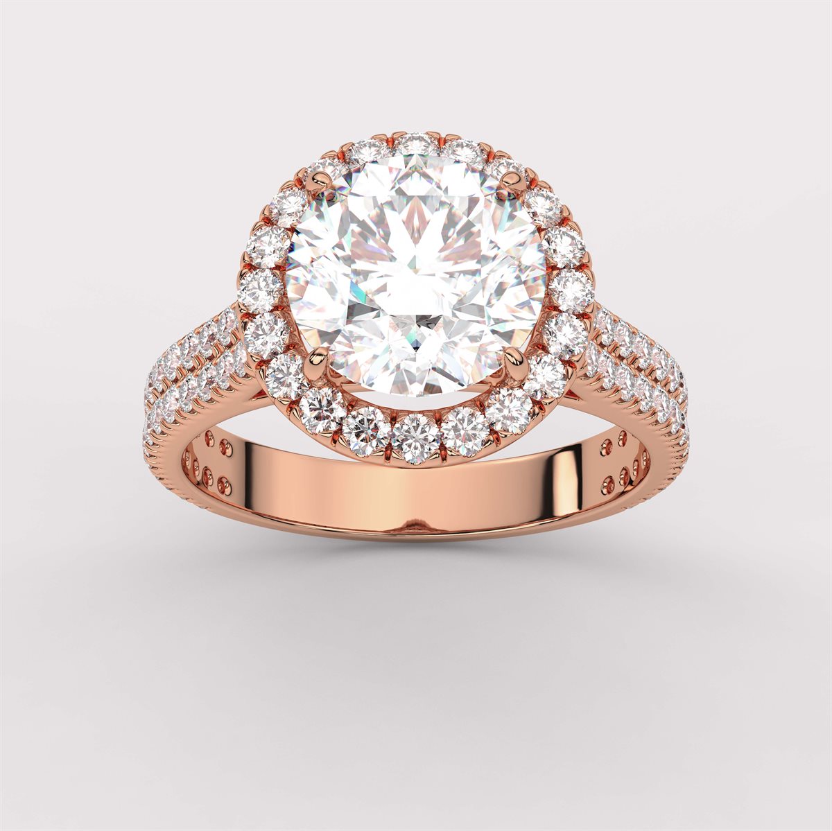 Diamond Double Row Halo Engagement Ring with IGI Certified Lab Grown Diamond