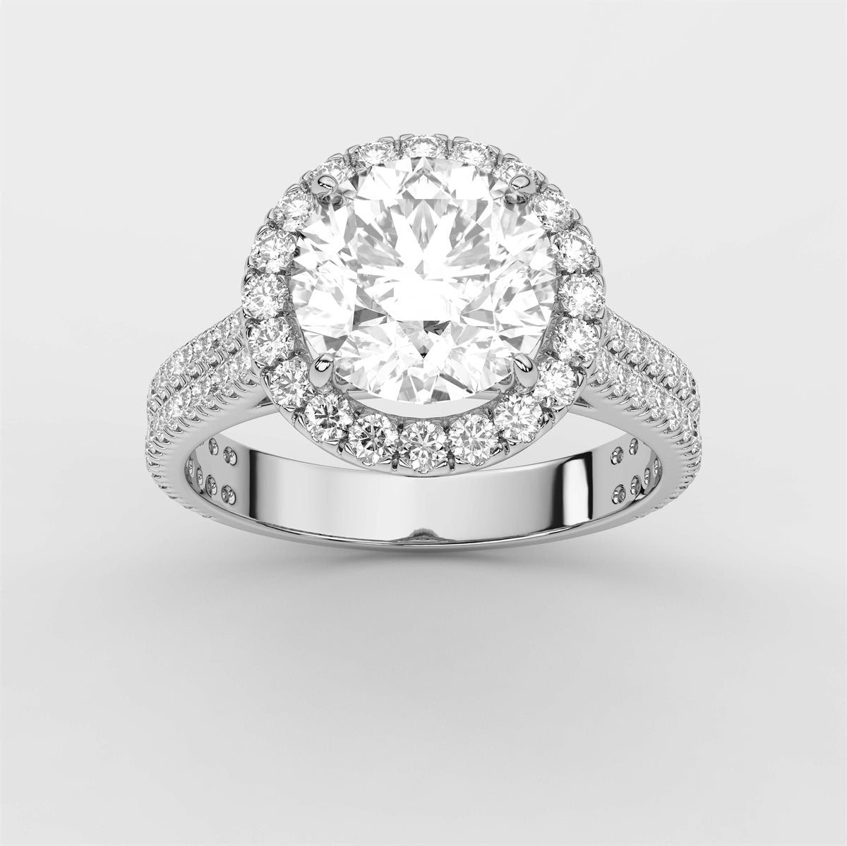 Diamond Double Row Halo Engagement Ring with IGI Certified Lab Grown Diamond