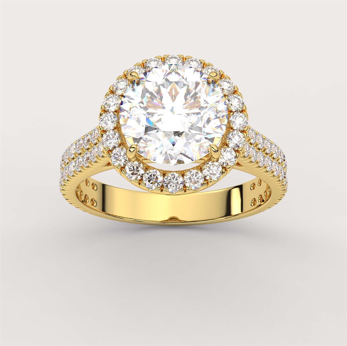 Diamond Double Row Halo Engagement Ring with IGI Certified Lab Grown Diamond
