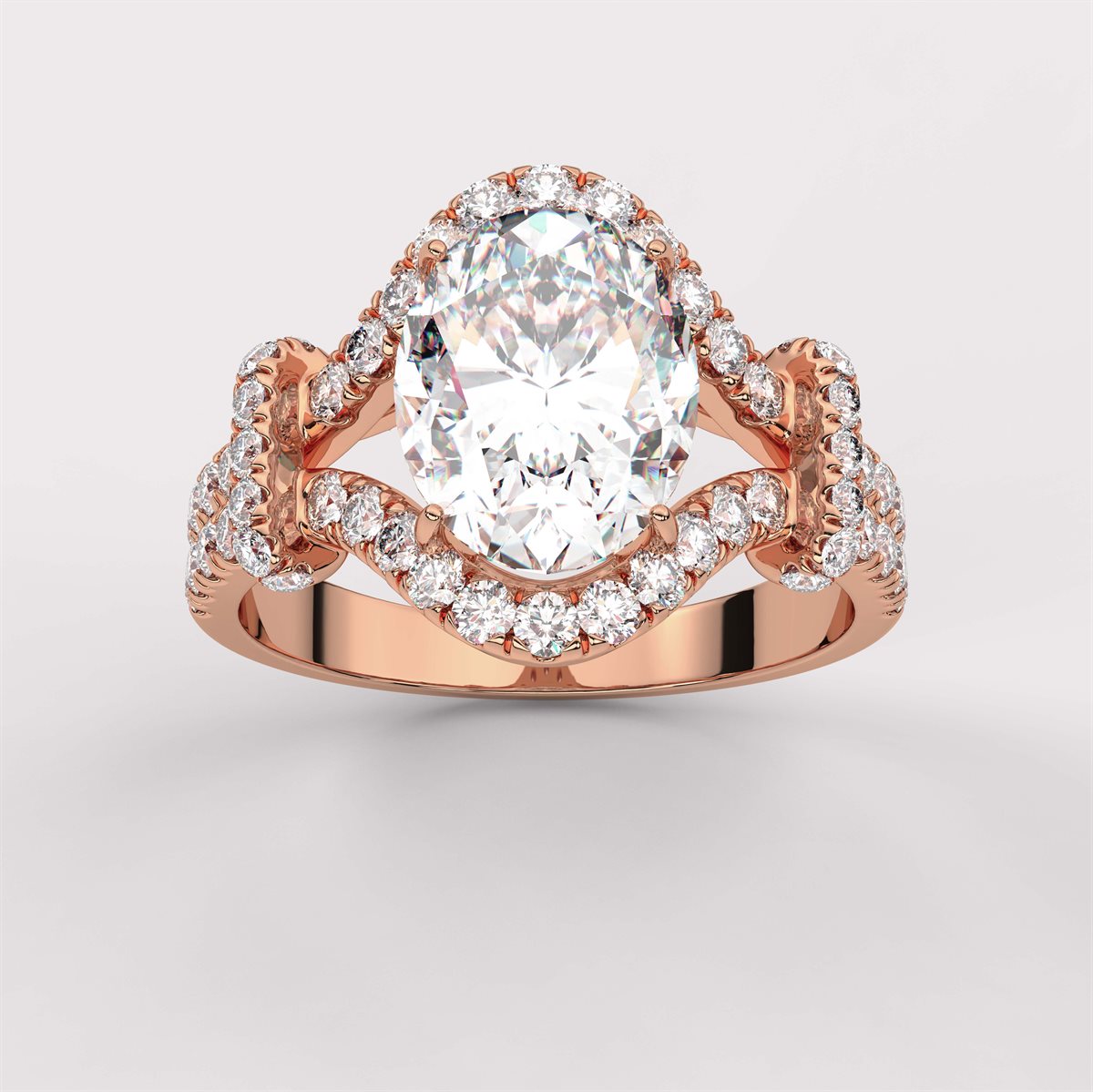 Diamond Engagement Ring with split curved head with IGI Certified Lab Grown Diamond