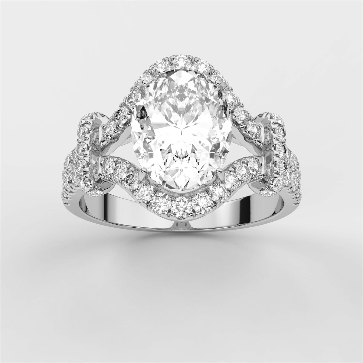 Diamond Engagement Ring with split curved head with IGI Certified Lab Grown Diamond