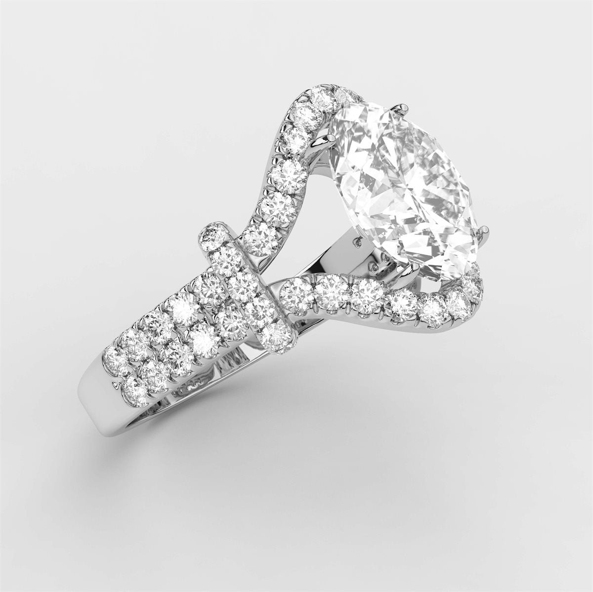 Diamond Engagement Ring with split curved head with IGI Certified Lab Grown Diamond