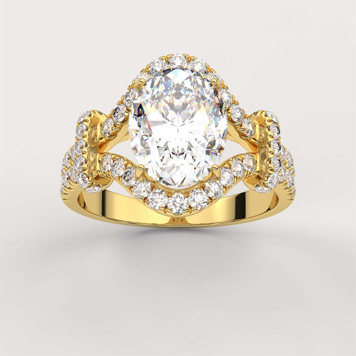 Diamond Engagement Ring with split curved head with IGI Certified Lab Grown Diamond