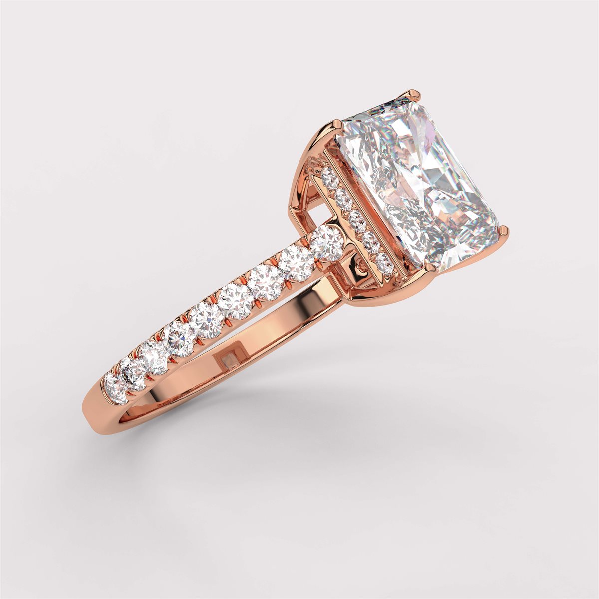 Diamond Hidden Halo Engagement Ring with IGI Certified Lab Grown Diamond