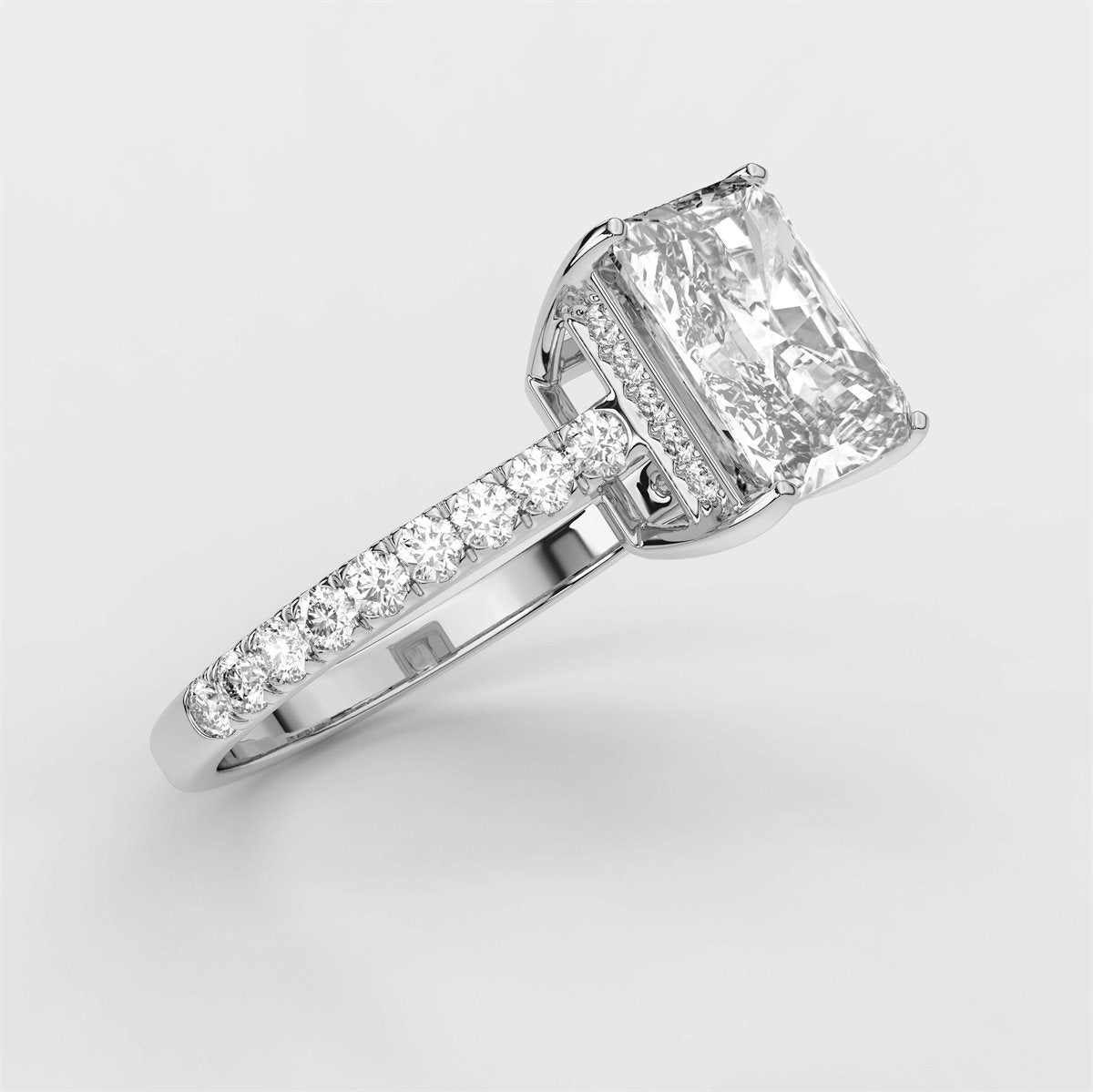 Diamond Hidden Halo Engagement Ring with IGI Certified Lab Grown Diamond