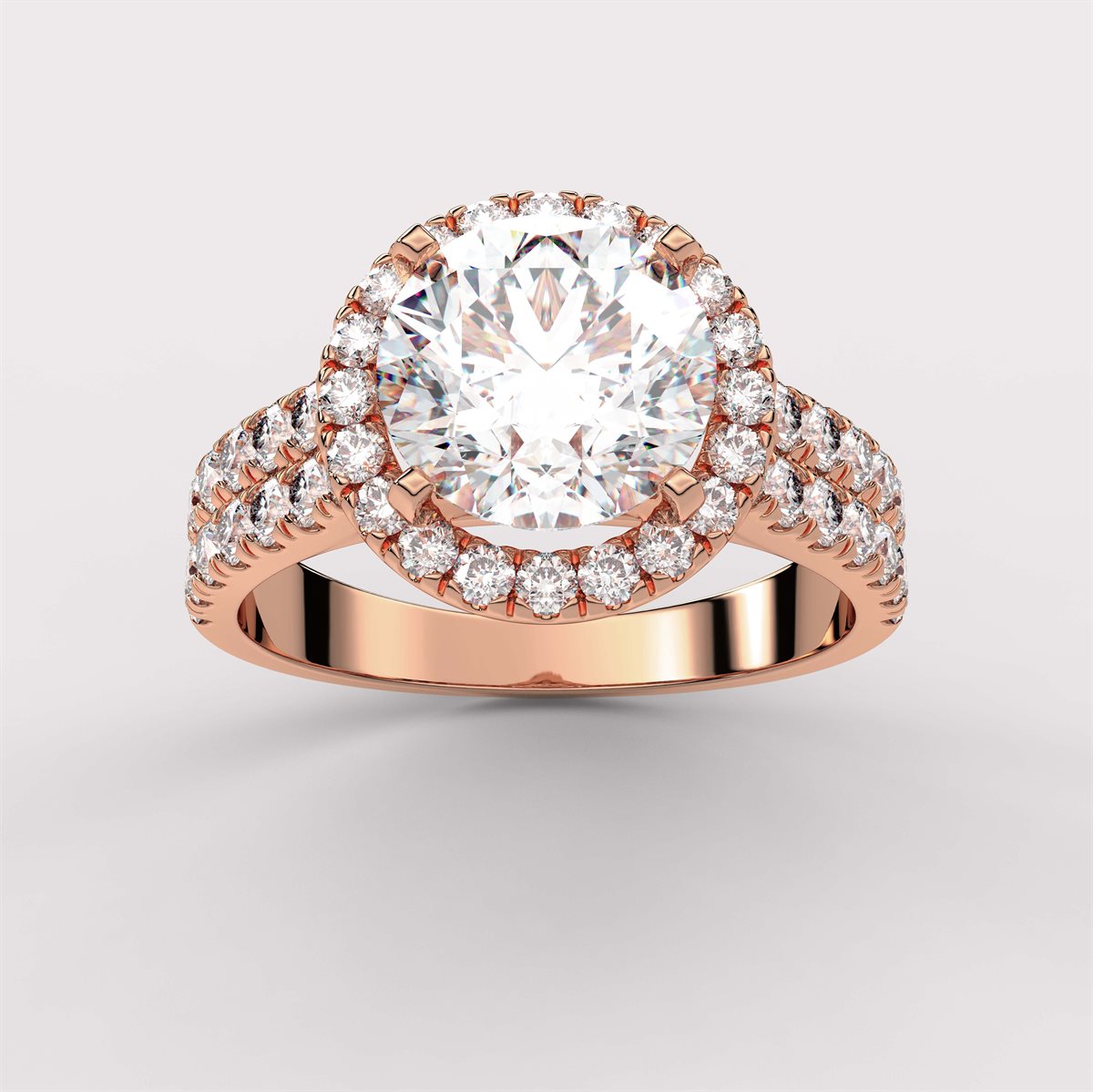 Diamond Engagement Ring with split curved head with IGI Certified Lab Grown Diamond