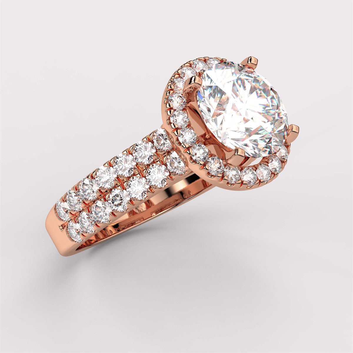 Diamond Engagement Ring with split curved head with IGI Certified Lab Grown Diamond