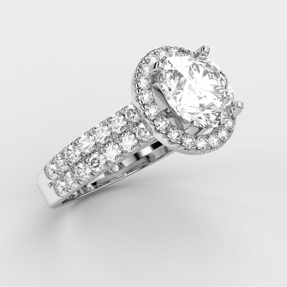 Diamond Engagement Ring with split curved head with IGI Certified Lab Grown Diamond