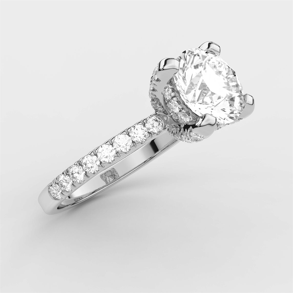 Diamond Halo Engagement Ring with IGI Certified Lab Grown Diamond