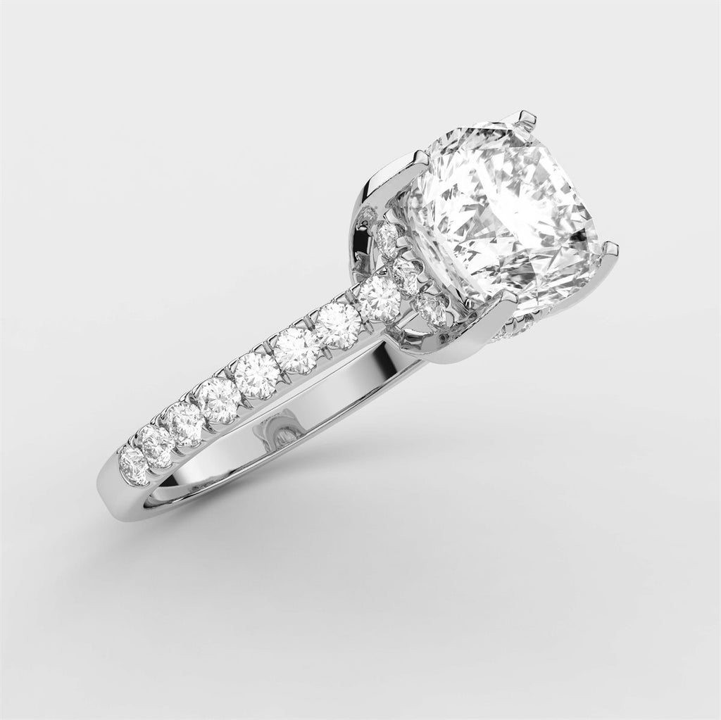 Petite Bloom Diamond halo Engagement Ring with IGI Certified Lab Grown Diamond